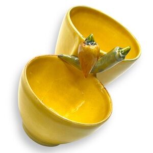 Vintage Dual Serving Bowls Made in Italy with Chili Peppers 4" Tall